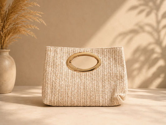 🩷Boho Clutch mit Goldgriff stilvoll & praktisch
