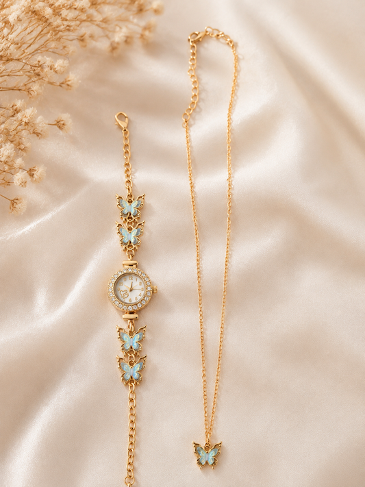 🦋Butterfly Grace Schmuckuhr & Halsketten-Set