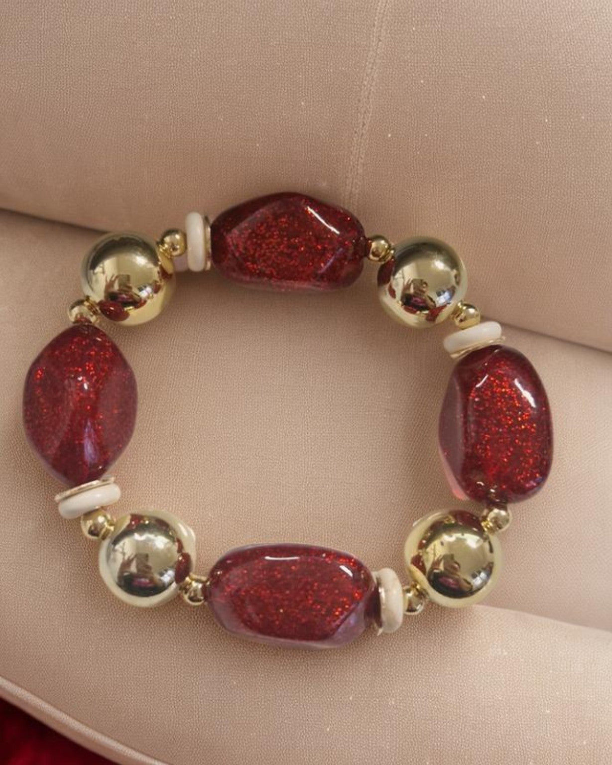 🌟Golden Ember“ – Elegantes Glitzerperlen-Armband