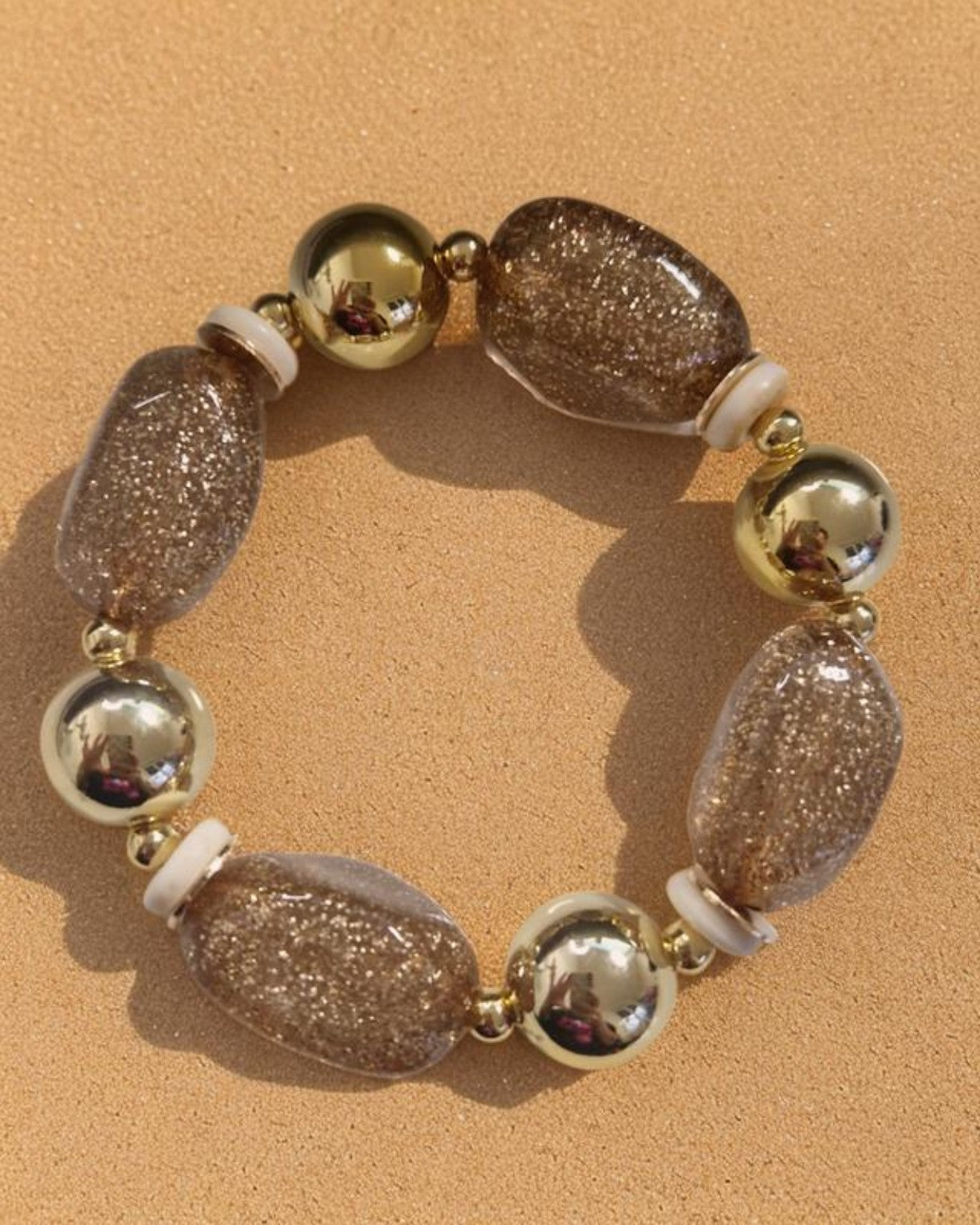 🌟Golden Ember“ – Elegantes Glitzerperlen-Armband