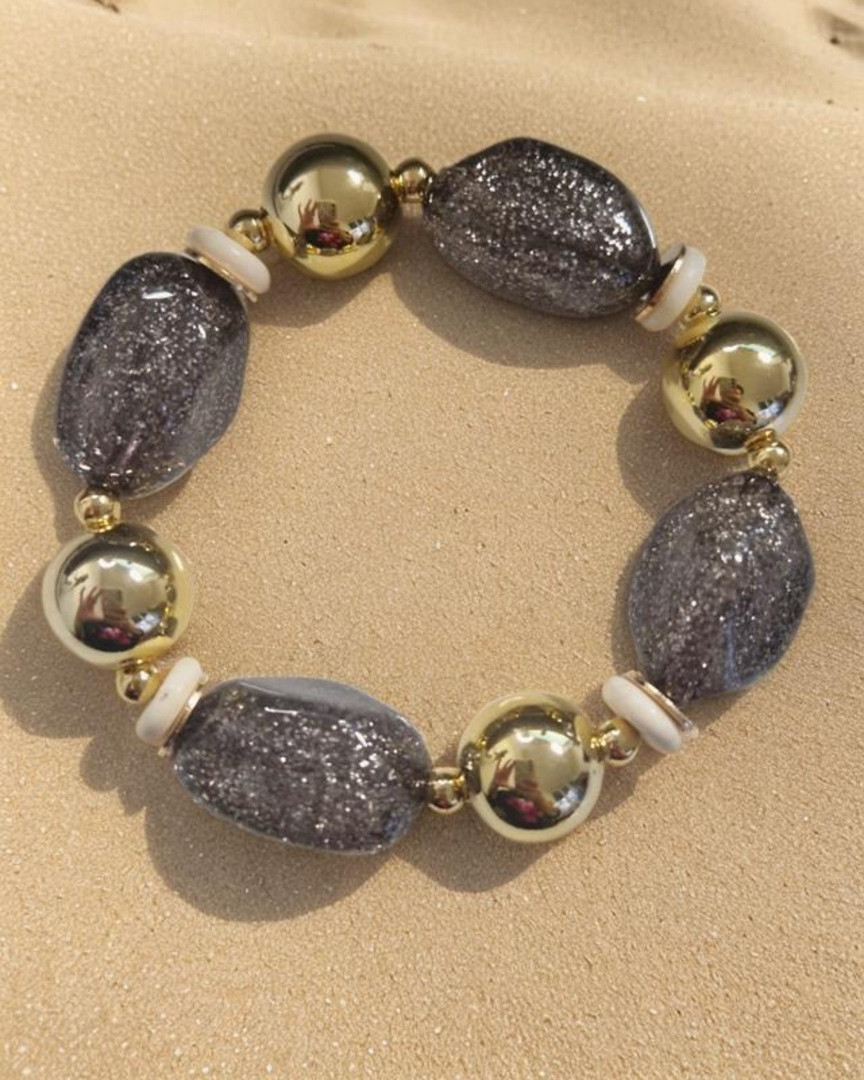 🌟Golden Ember“ – Elegantes Glitzerperlen-Armband