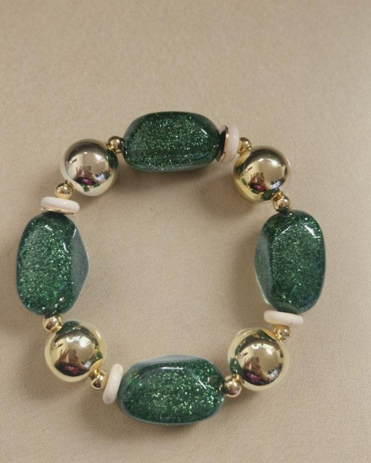 🌟Golden Ember“ – Elegantes Glitzerperlen-Armband