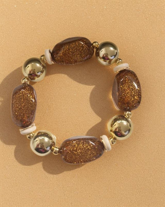 🌟Golden Ember“ – Elegantes Glitzerperlen-Armband