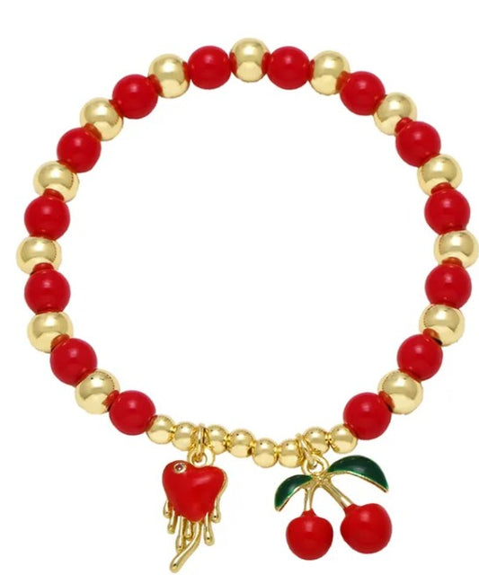 Cute Classic Style Cherry Strawberry Watermelon Acrylic Copper