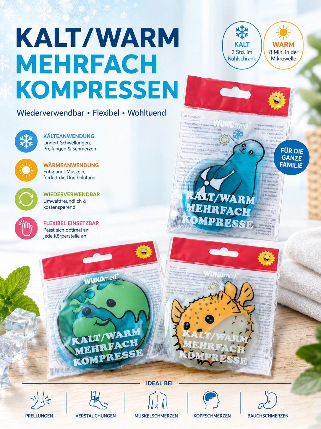 🌍❄️☀️ WUNDmed Kalt/Warm Mehrfachkompresse