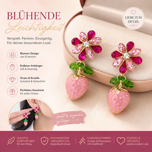 🍓 Blühende Leichtigkeit  Erdbeer-Ohrringe