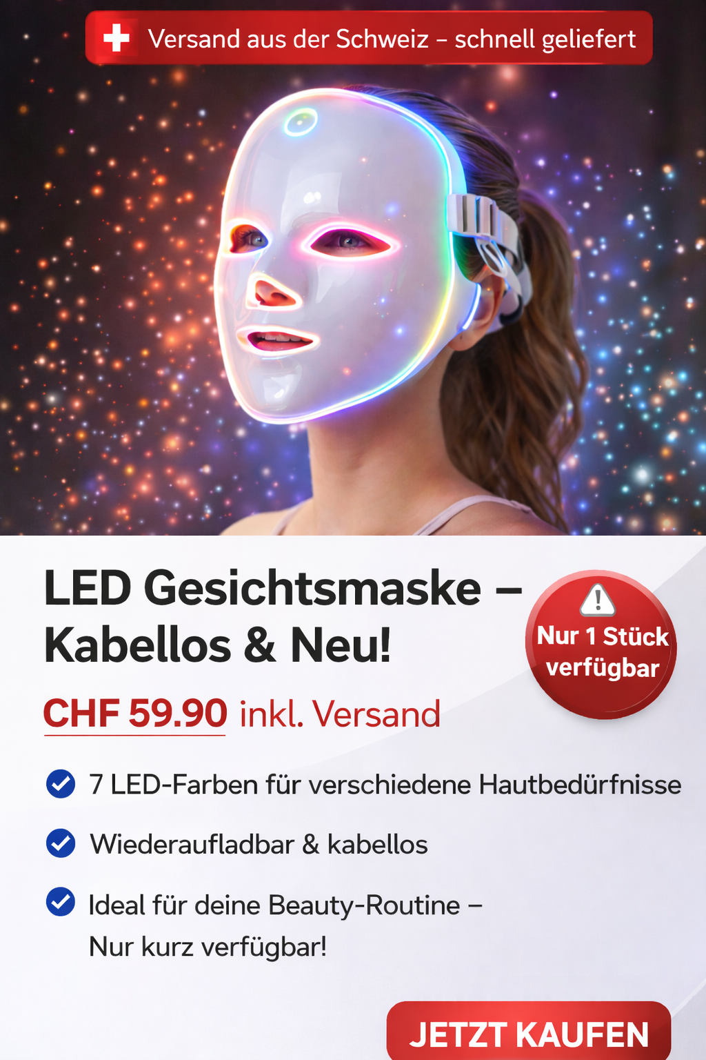 ✨ LED Gesichtsmaske – Luxus Hautpflege für Zuhause