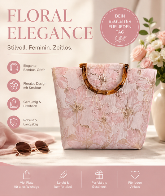 🎀Elegante DamenHandtasche mit Bambusgriffen