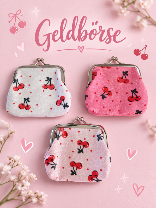 Geldbörse mit Kirschmuster  süß & kompakt 🍒