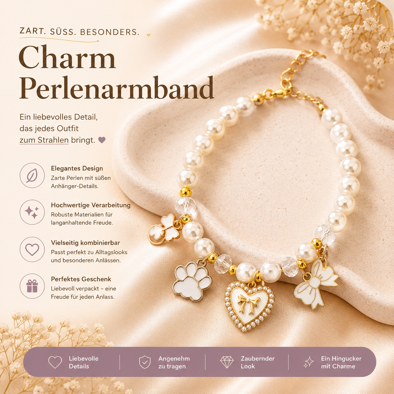 ✨ Sweet Pearl Charm Armband ✨