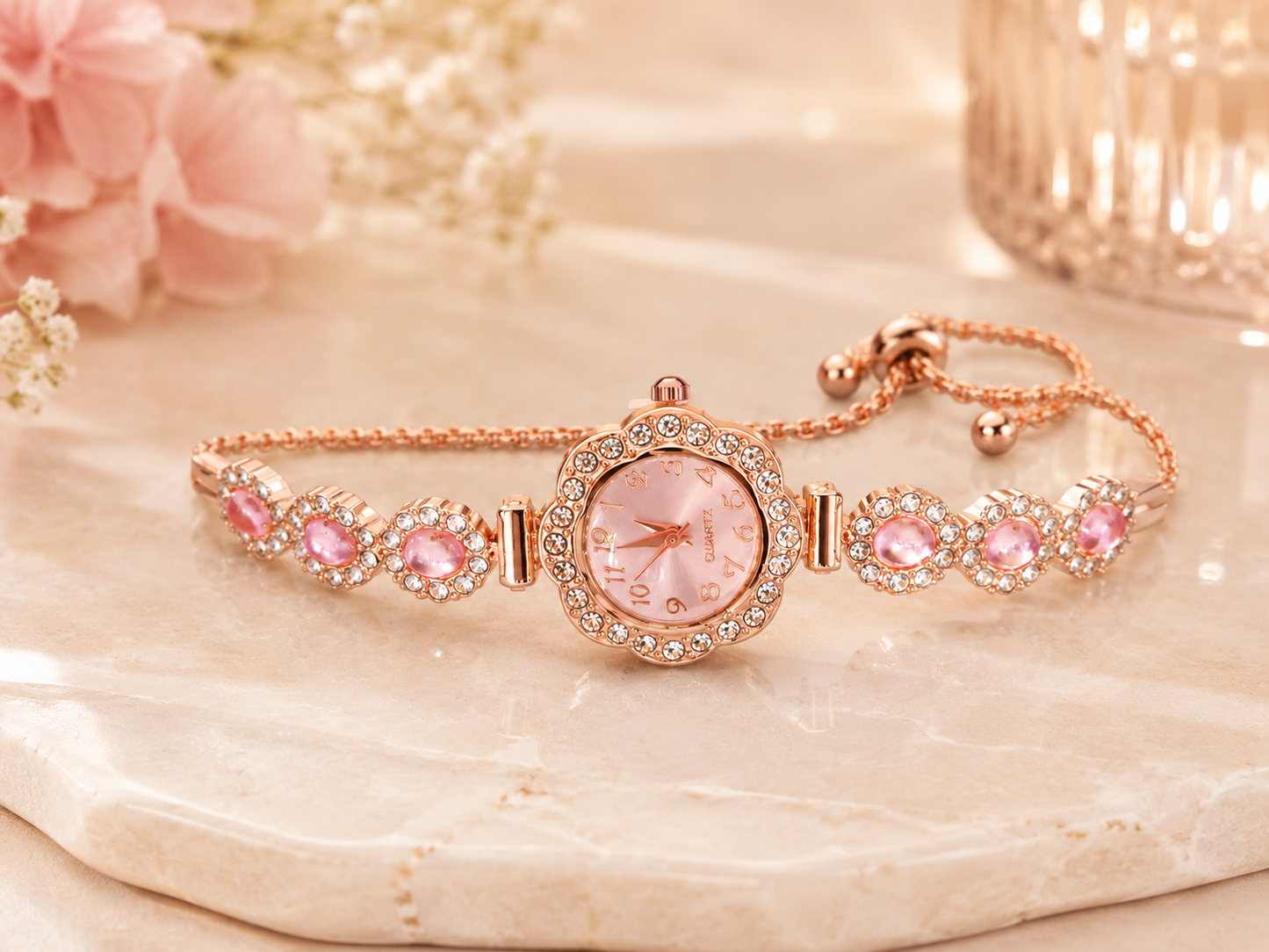✨ Elegante Damen Uhr in Roségold & Pink ✨