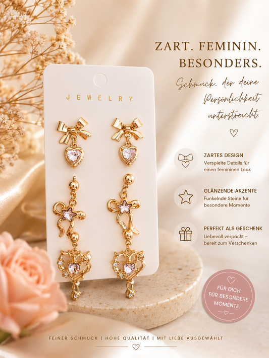 ✨ Elegante Schleifen- & Herz Ohrringe im romantischen Design ✨