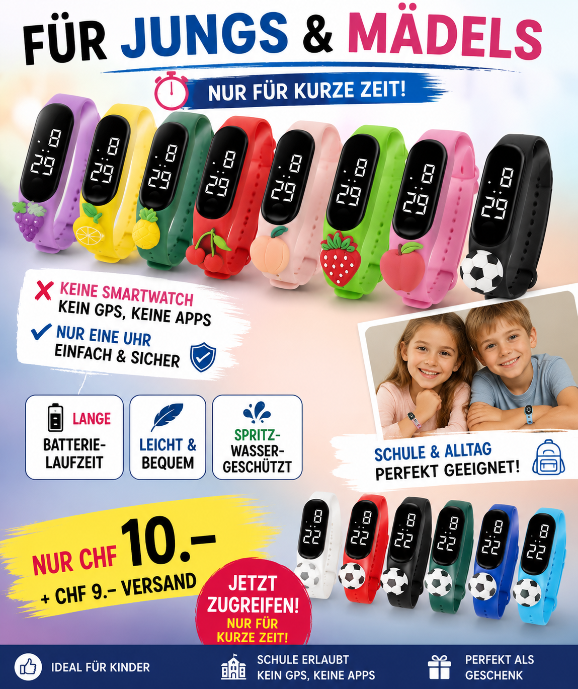 Für Jungs Die perfekte Kinderuhr für Schule & Alltag ⌚✨