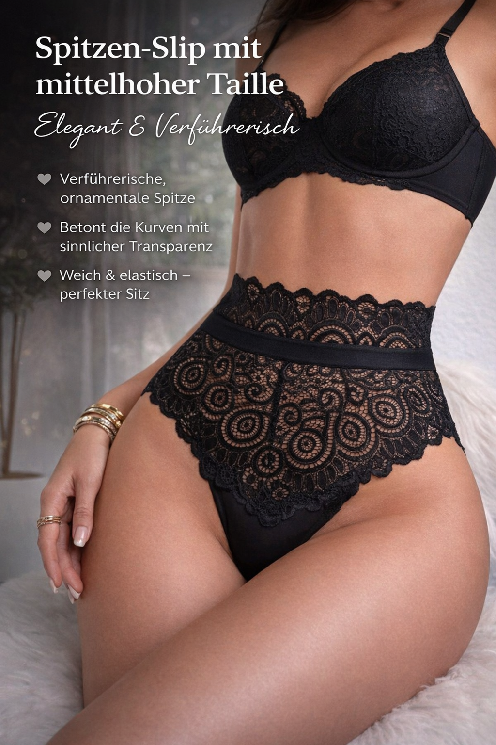 🖤 Spitzen-Slip mit mittelhoher Taille – Elegant & Verführerisch 🖤