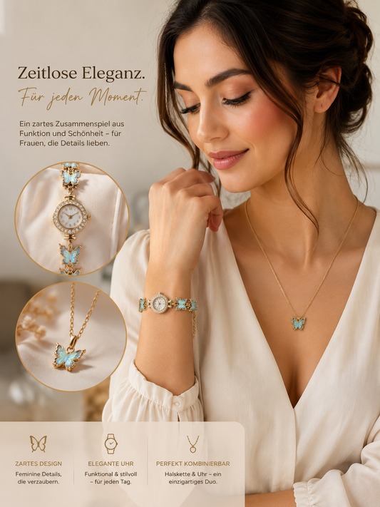 🦋Butterfly Grace Schmuckuhr & Halsketten-Set